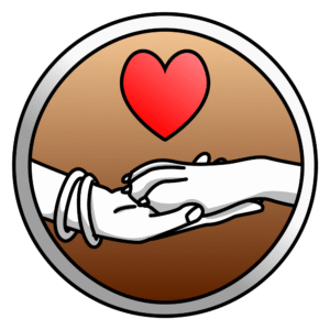 Obrazek przedstawiający łapkę oraz rękę razem, nad którymi jest serce [Logo Psi-partner.pl]