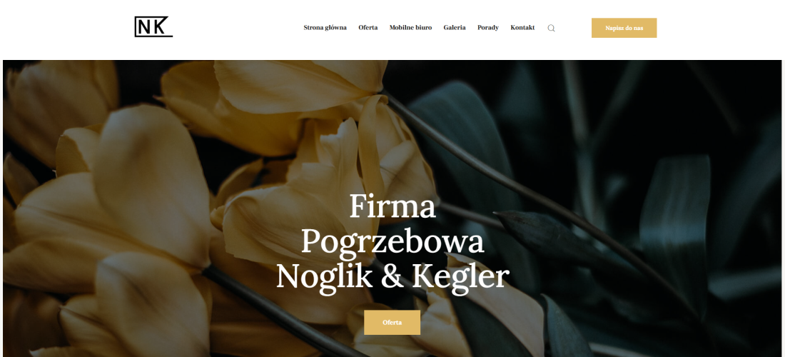 Strona główna zakładu pogrzebowego Noglik & Kegler – projekt wykonany przez Nexuromedia